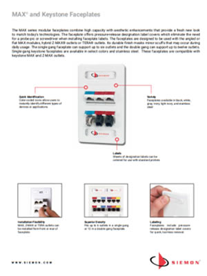 Keystone Faceplates Spec Sheet