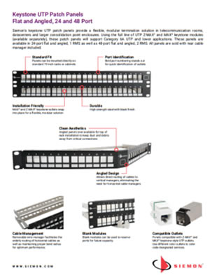 Keystone UTP Patch Panels Spec Sheet